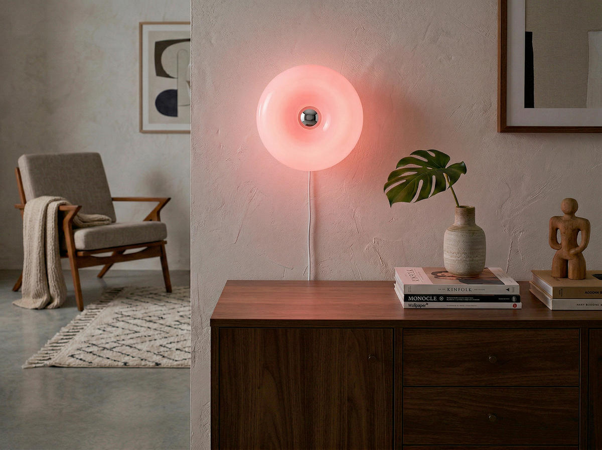 LED-TISCHLEUCHTE Basile 30/12 cm  - Chromfarben/Beere, Design, Glas/Kunststoff (30/12cm) - Eglo
