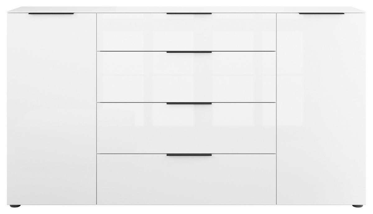 SIDEBOARD Style  in 180/98,7/40 cm  - Weiß Hochglanz/Schwarz, Basics, Glas/Holzwerkstoff (180/98,7/40cm)