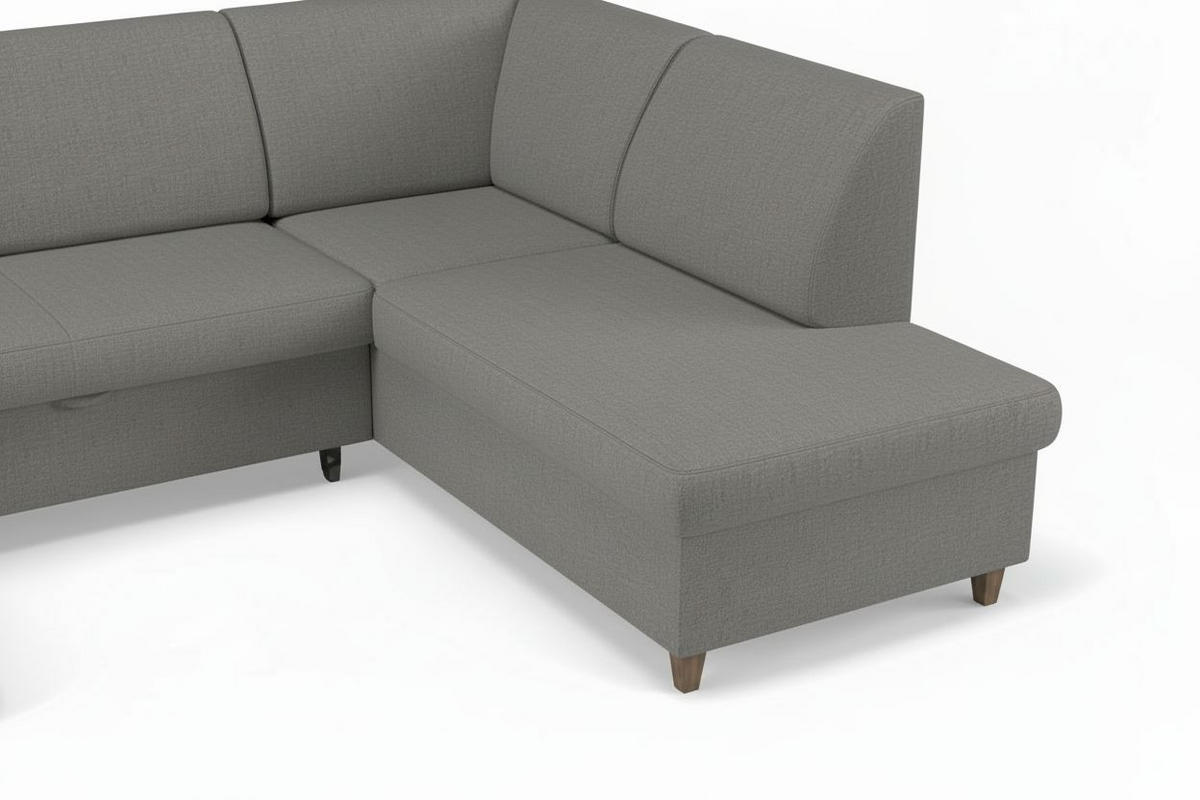 WOHNLANDSCHAFT NIKAS Grau Bouclé  - Buchefarben/Grau, Design, Holz/Textil (310/160/145cm) - MID.YOU