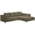 ECKSOFA in Flachgewebe Braun  306/202 cm  - Buchefarben/Braun, KONVENTIONELL, Holz/Textil (306/202cm) - Carryhome