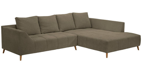 ECKSOFA in Flachgewebe Braun  306/202 cm  - Buchefarben/Braun, KONVENTIONELL, Holz/Textil (306/202cm) - Carryhome