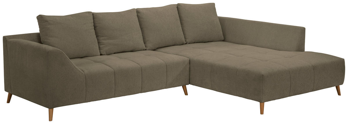 ECKSOFA in Flachgewebe Braun  306/202 cm  - Buchefarben/Braun, KONVENTIONELL, Holz/Textil (306/202cm) - Carryhome