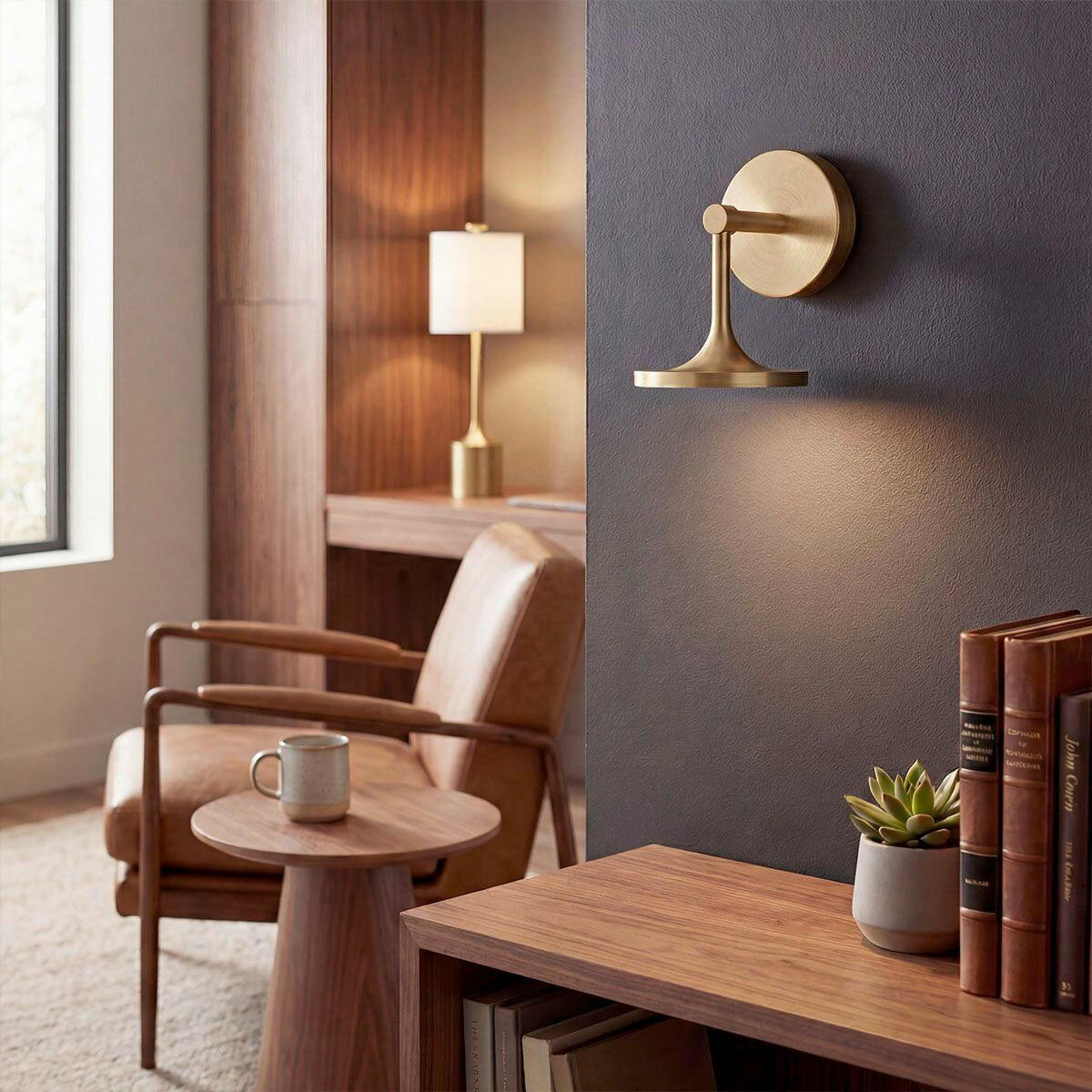 LED-WANDLEUCHTE Alora Mood 19,7/14,2/17,8 cm  - Messingfarben, Design, Kunststoff/Metall (19,7/14,2/17,8cm) - Elstead Lighting