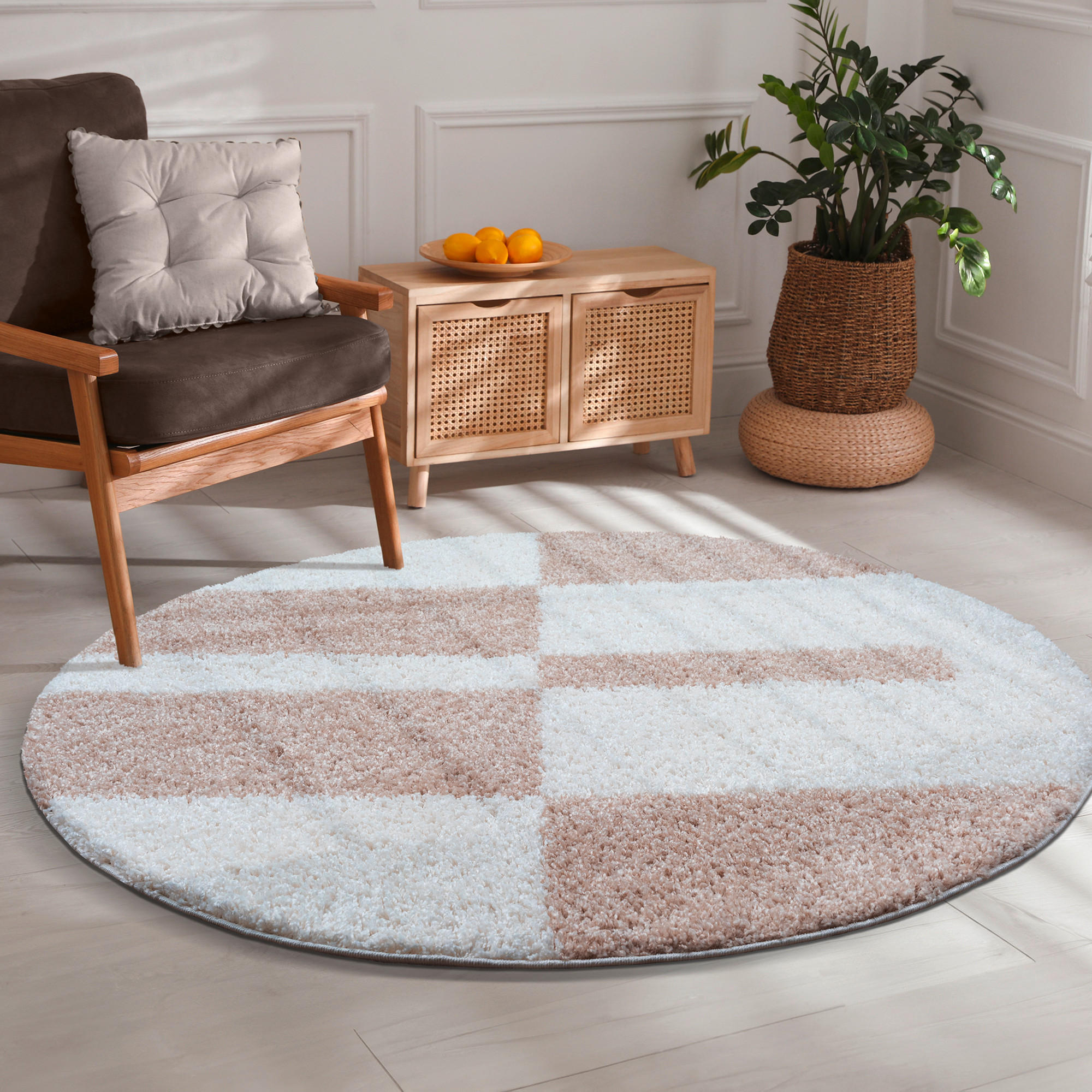 HOCHFLORTEPPICH 80 cm Milano Weiß, Beige  - Beige/Weiß, Basics, Kunststoff/Textil (80cm) - Novel