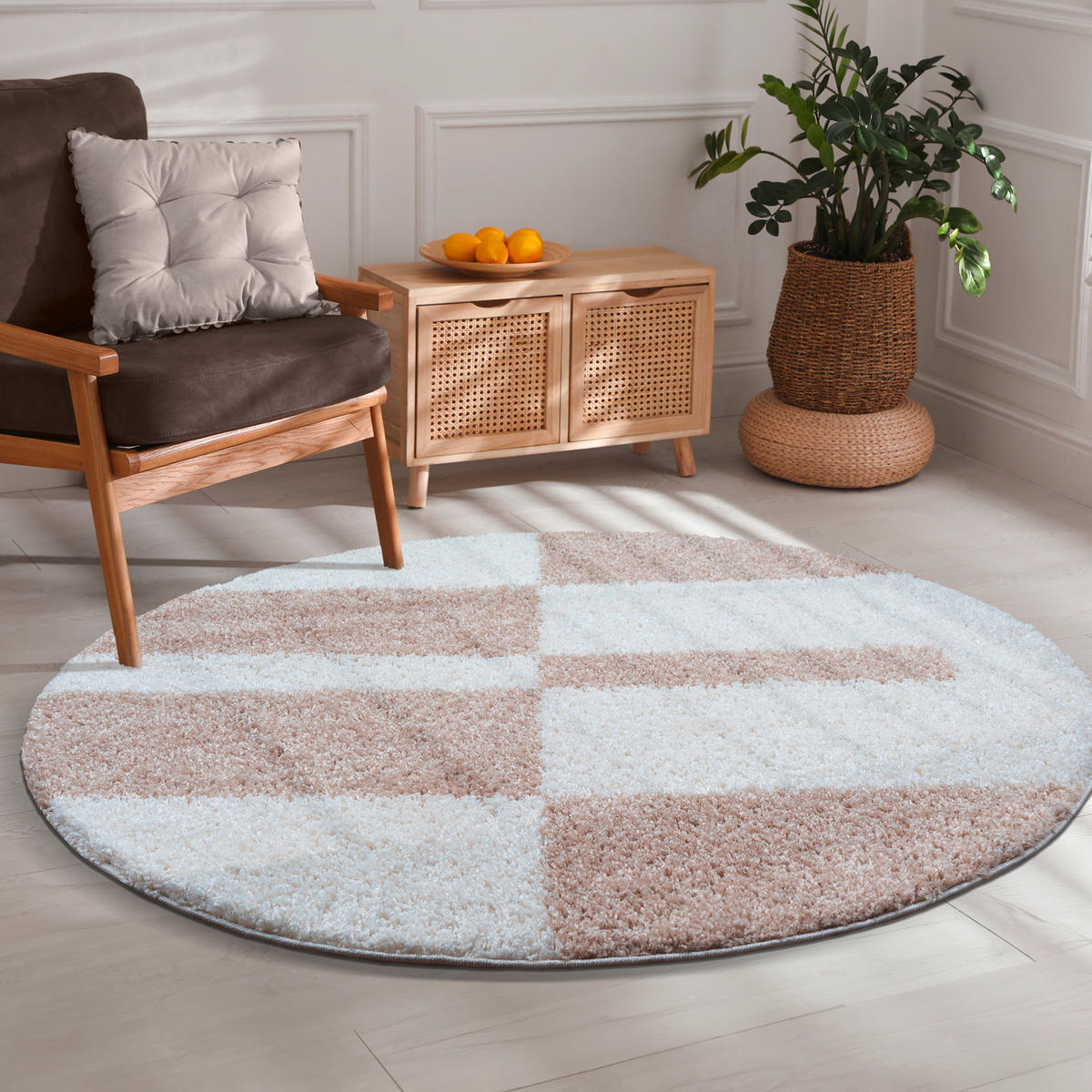 HOCHFLORTEPPICH 80 cm Milano Weiß, Beige  - Beige/Weiß, Basics, Kunststoff/Textil (80cm) - Novel