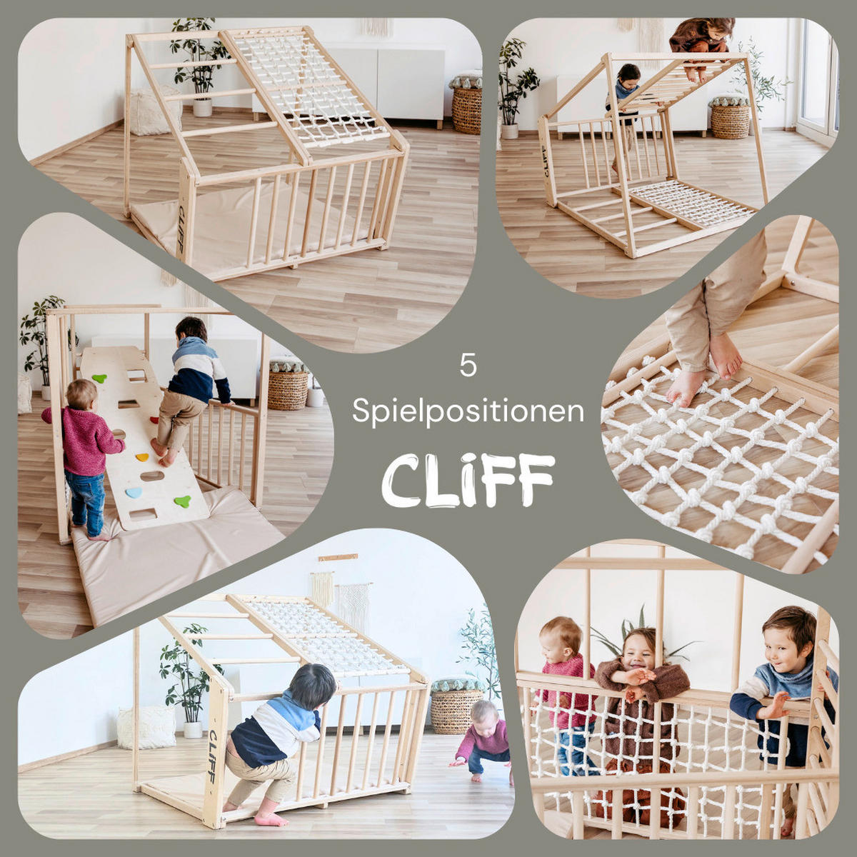 KLETTERGERÜST - Schwarz/Weiß, Basics, Holz (113/115/110cm) - CLIFF