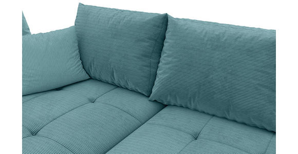 ECKSOFA Türkis Cord  inkl. Zierkissen, Rückenkissen, Rücken echt  - Türkis/Schwarz, KONVENTIONELL, Holz/Textil (202/298cm) - Carryhome