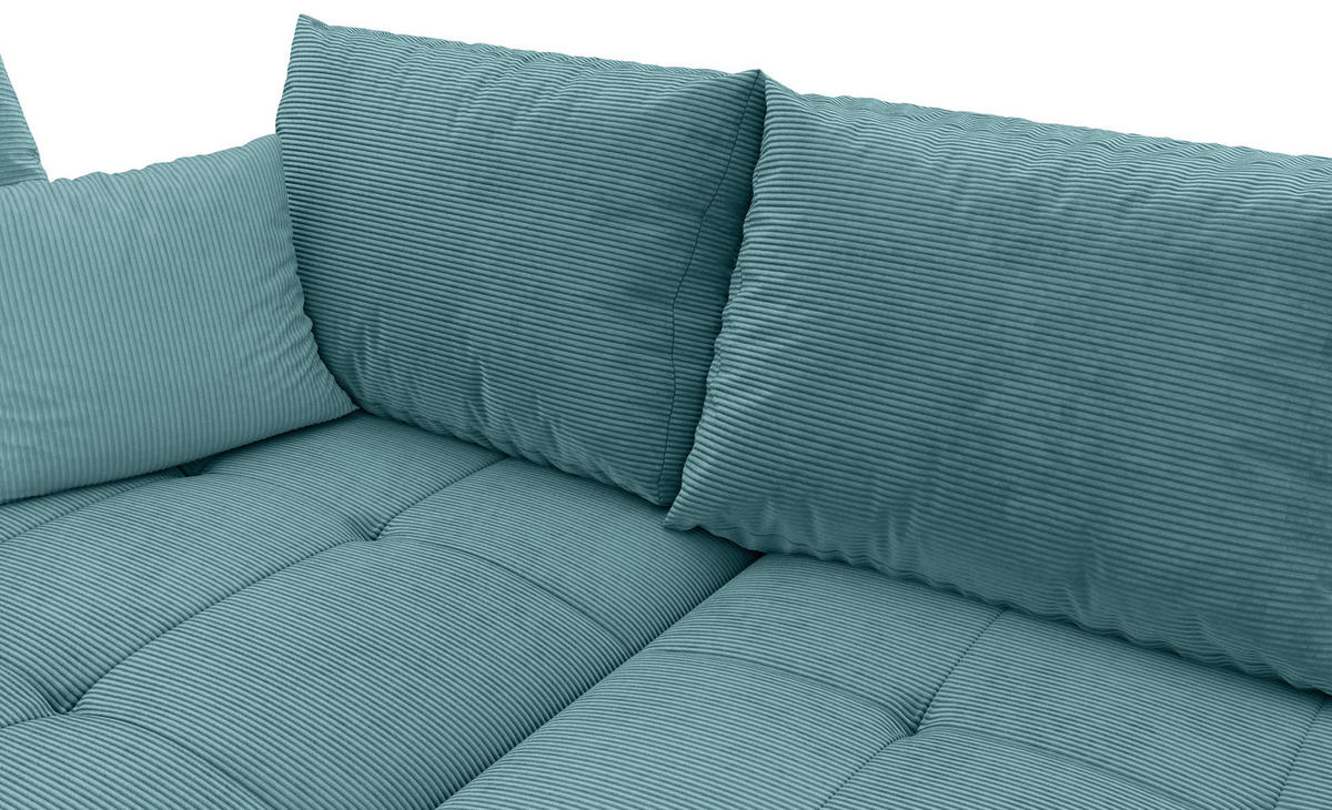 ECKSOFA Türkis Cord  - Türkis/Schwarz, KONVENTIONELL, Holz/Textil (202/298cm) - Carryhome