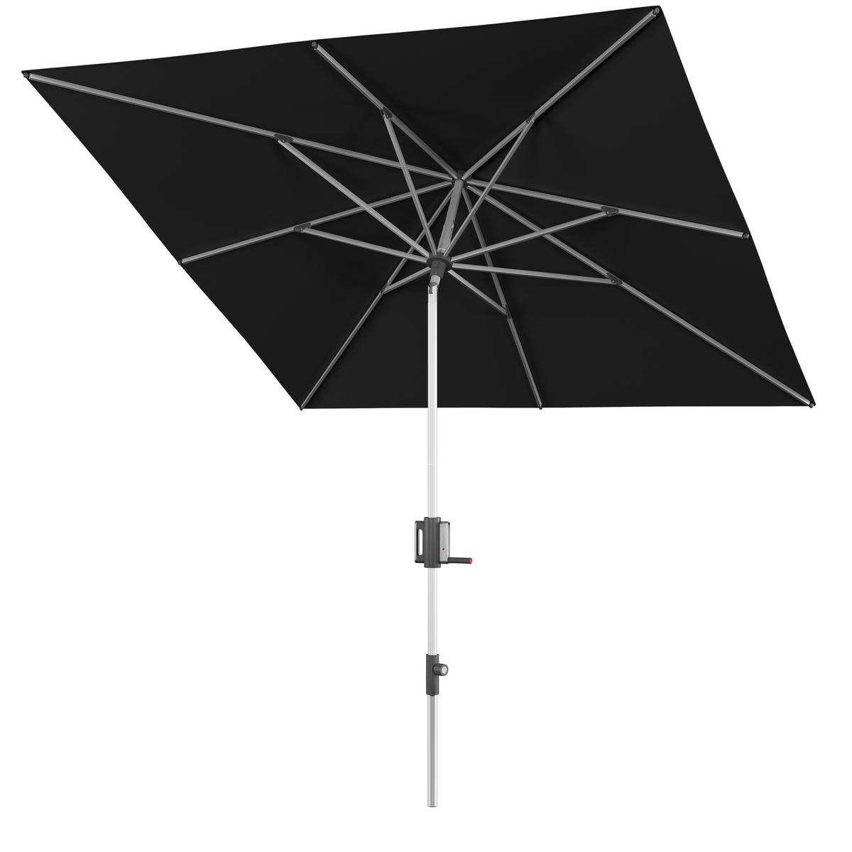 SONNENSCHIRM 240 cm Schwarz  - Alufarben/Schwarz, Basics, Textil/Metall (240/224-257cm) - KNIRPS