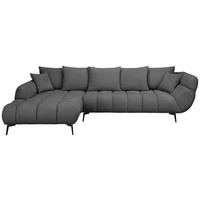 ECKSOFA Schwarz Bouclé Zierkissen, Rückenkissen, Rücken echt  - Schwarz, MODERN, Textil/Metall (217/318cm) - Carryhome