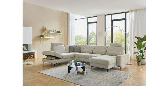 WOHNLANDSCHAFT Dieter Knoll Greige Chenille  - Greige/Schwarz, Design, Textil/Metall (235/349/175cm) - Dieter Knoll