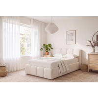 POLSTERBETT 90/200 cm  Creme  - Creme/Schwarz, Modern, Holz/Kunststoff (90/200cm) - Livetastic