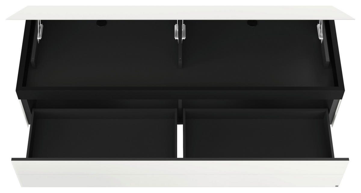 TV-ELEMENT - Chromfarben/Schwarz, MODERN, Glas/Holzwerkstoff (175,5/50,5/57,0cm) - Musterring