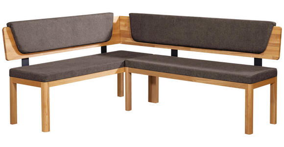ECKBANK 171/248 cm Webstoff Braun, Eichefarben Eiche vollmassiv   - Eichefarben/Braun, KONVENTIONELL, Holz/Textil (171/248cm) - Linea Natura
