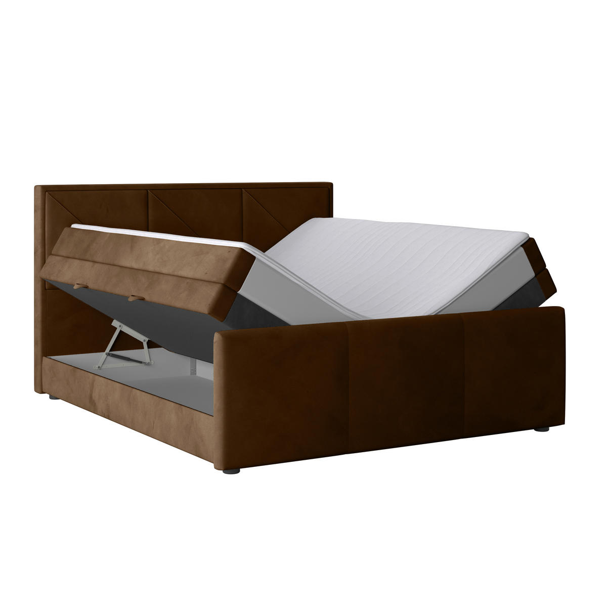 POSTELJA BOXSPRING 180 cm   x 200 cm  , kovina, umetna masa, tekstil, karton, leseni material rjava  - črna/rjava, Moderno, kovina/umetna masa (180/200cm) - MID.YOU