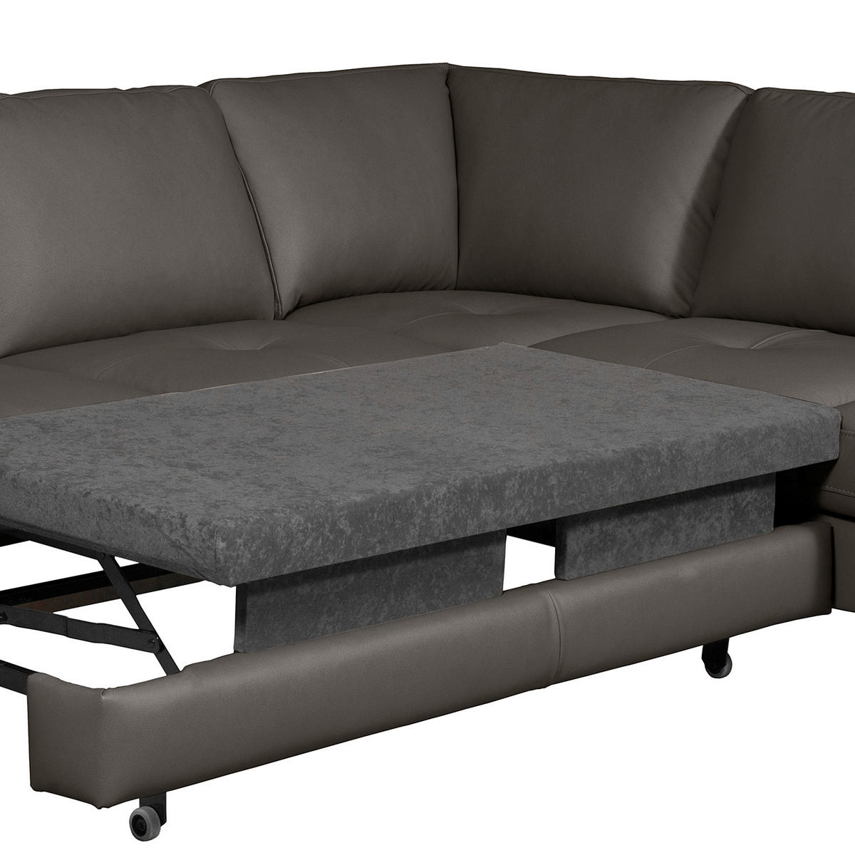 ECKSOFA Lederlook Echtleder Dunkelbraun  - Dunkelbraun/Buchefarben, Design, Leder/Holz (234/190cm) - Livetastic