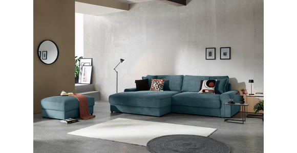 ECKSOFA in Cord Graublau  - Graublau/Schwarz, MODERN, Kunststoff/Textil (180/300cm) - Carryhome