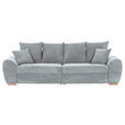 BIGSOFA in Cord Hellgrau - Eichefarben/Hellgrau, KONVENTIONELL, Holz/Textil (270/72/109cm) - Carryhome