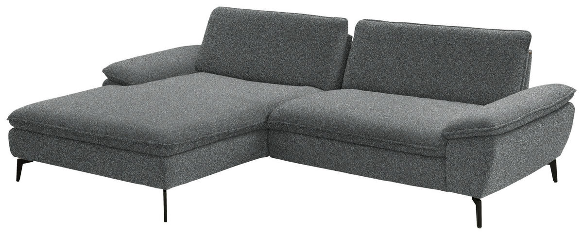 ECKSOFA in Webstoff Anthrazit  - Anthrazit/Schwarz, Design, Textil/Metall (197/295cm) - Valdera