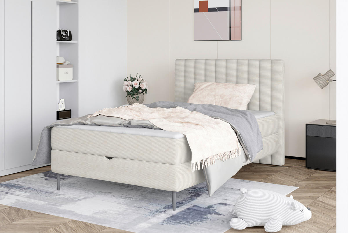 BOXBETT 120/200 cm  in Beige  - Beige/Schwarz, Design, Holz/Holzwerkstoff (120/200cm) - Stylife