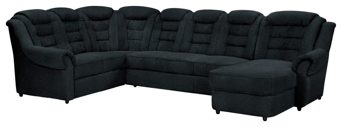 WOHNLANDSCHAFT Schwarz Chenille  - Schwarz, KONVENTIONELL, Kunststoff/Textil (216/333/165cm) - Livetastic