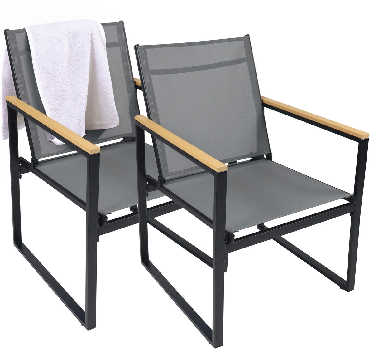 GARTENSTUHL-SET Metall, Kunststoff Anthrazit  - Honigeiche/Anthrazit, MODERN, Holzwerkstoff/Kunststoff (54/83/65cm) - MID.YOU