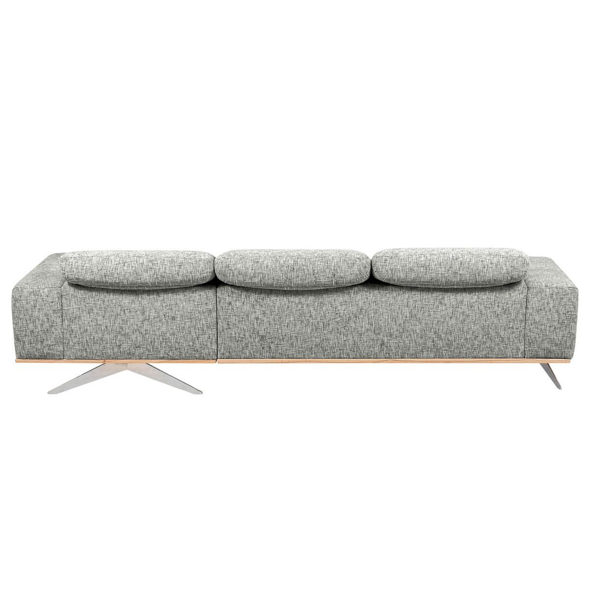 ECKSOFA PORTLAND Grau Struktur Kopfteilverstellung  - Chromfarben/Naturfarben, Design, Holz/Textil (295/187cm) - Livetastic