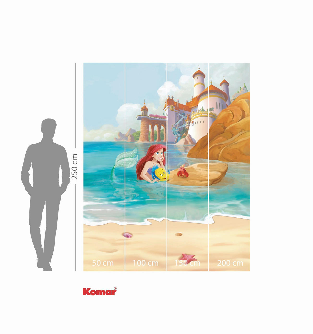 FOTOTAPETE ARIEL DAYDREAM  - Blau, Design, Textil (200/250cm) - Disney