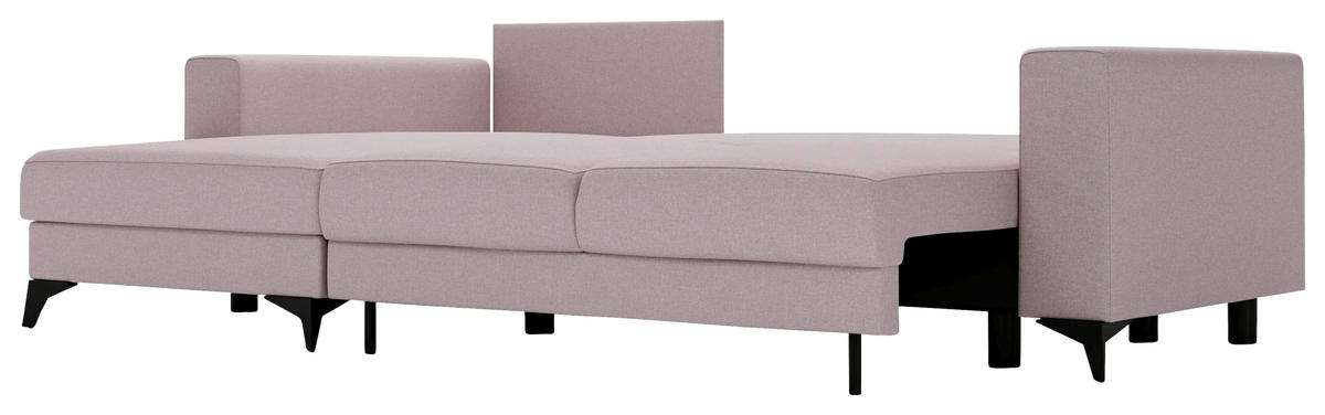 ECKSOFA in Flachgewebe Rosa  - Schwarz/Rosa, Design, Textil/Metall (156/244cm) - Livetastic