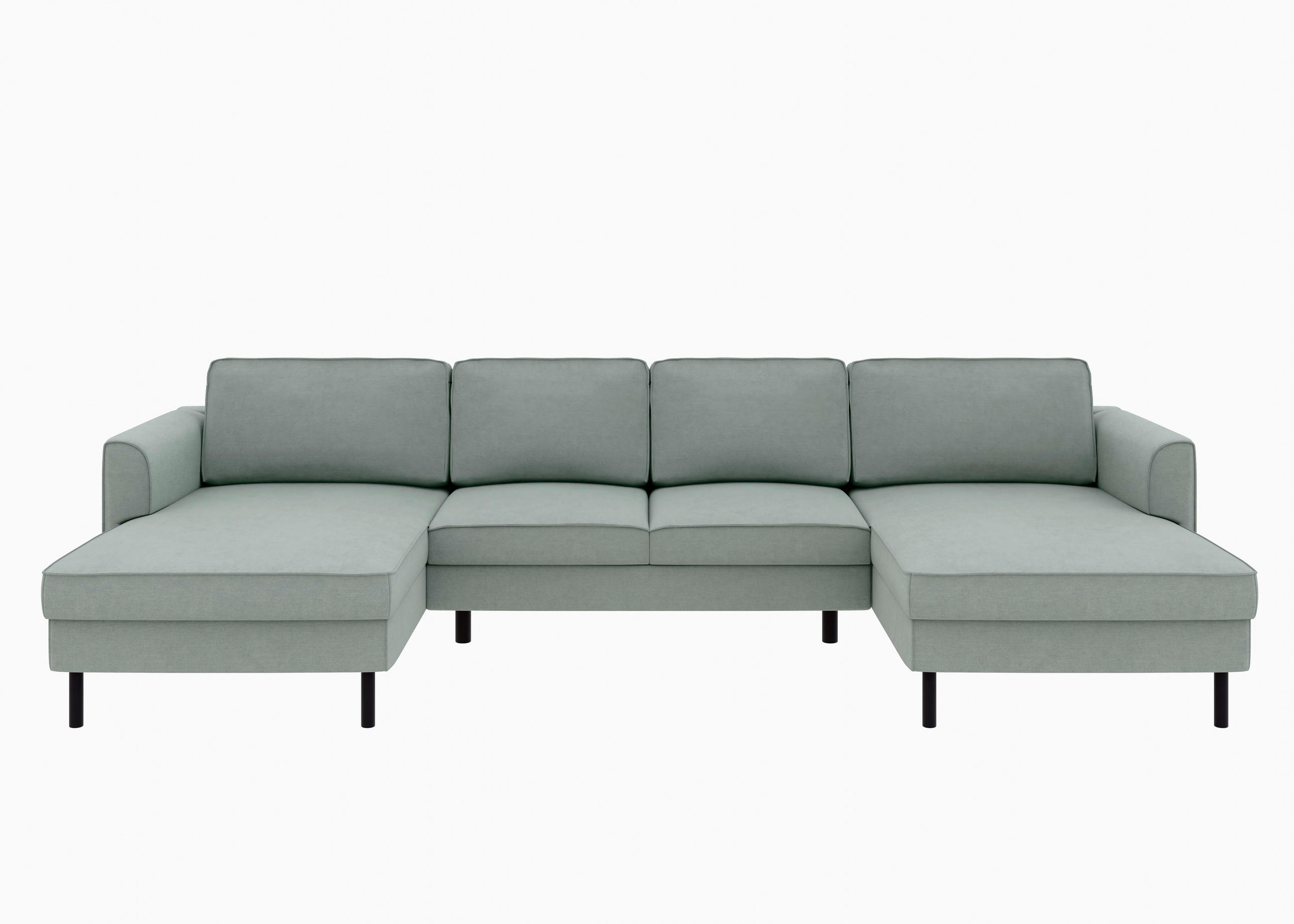 WOHNLANDSCHAFT Grau Struktur  - Schwarz/Grau, MODERN, Textil/Metall (161/306/161cm) - Trendmanufaktur