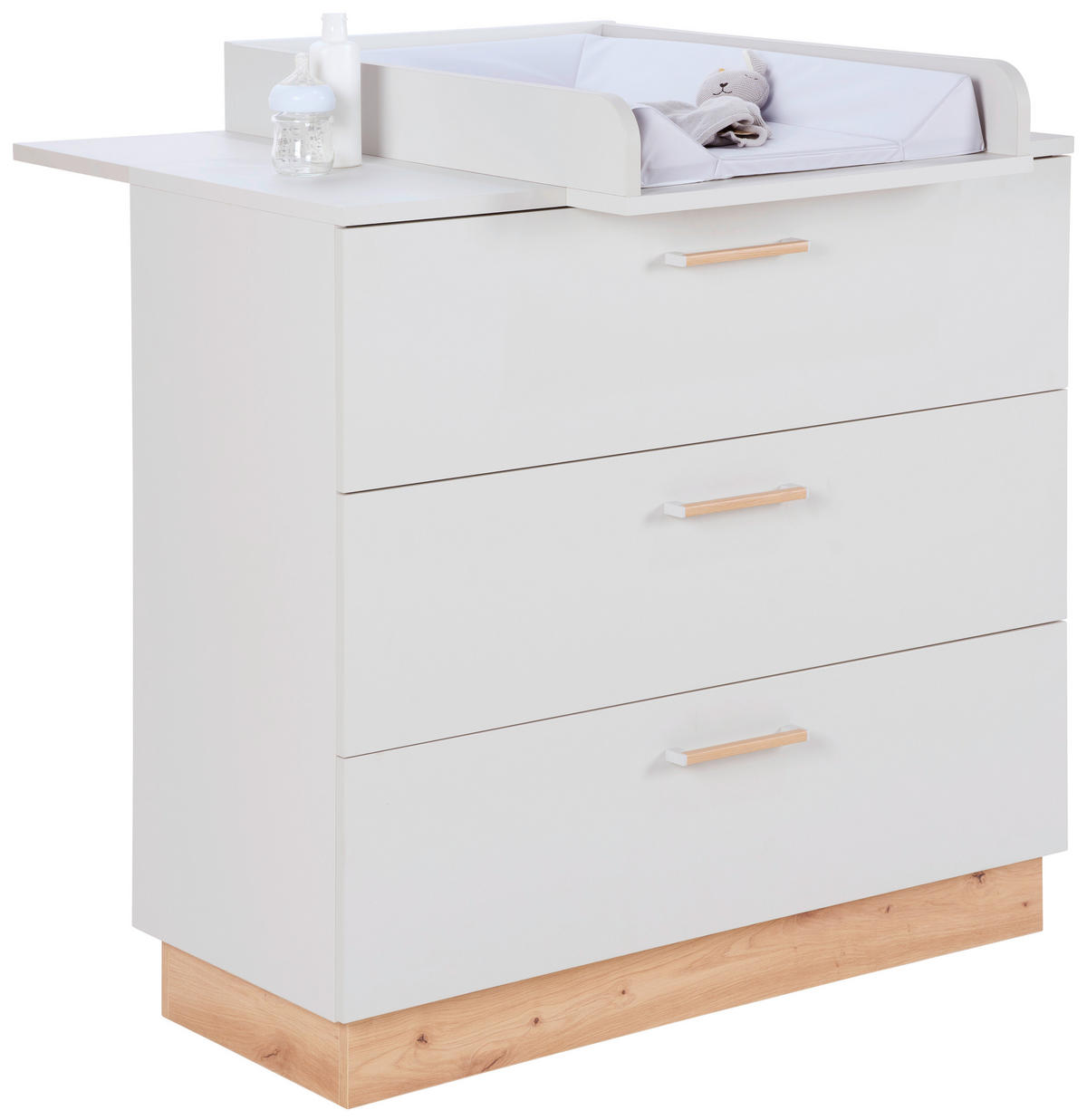 KOMODA ZA PRESVLAČENJE  Leo  - siva/boja hrasta, Trendi, pločasti materijal/plastika (100/101/77cm) - Jimmylee