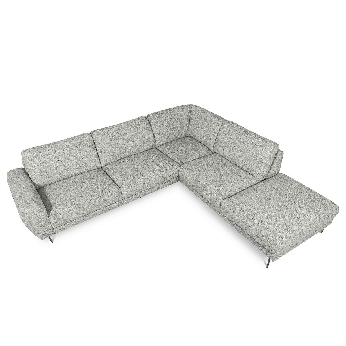 ECKSOFA SPRING Grau Webstoff Zierkissen  - Schwarz/Grau, Design, Textil/Metall (273/250cm) - Livetastic