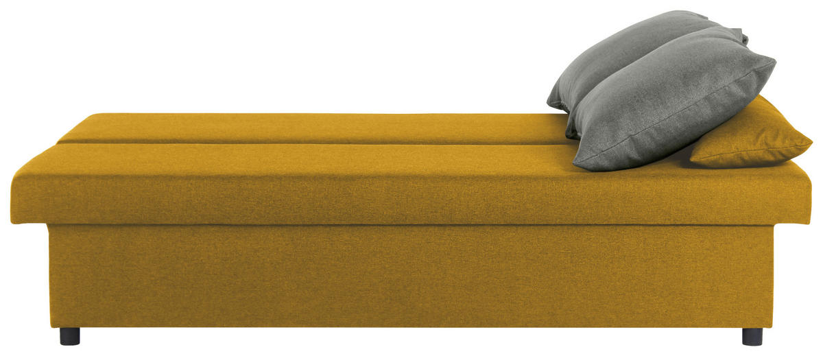 SCHLAFSOFA NEO Webstoff Gelb, Grau  inkl. Rückenkissen, Armlehnenkissen, Bettkasten  - Gelb/Schwarz, Basics, Kunststoff/Textil (192/82/82cm) - P & B