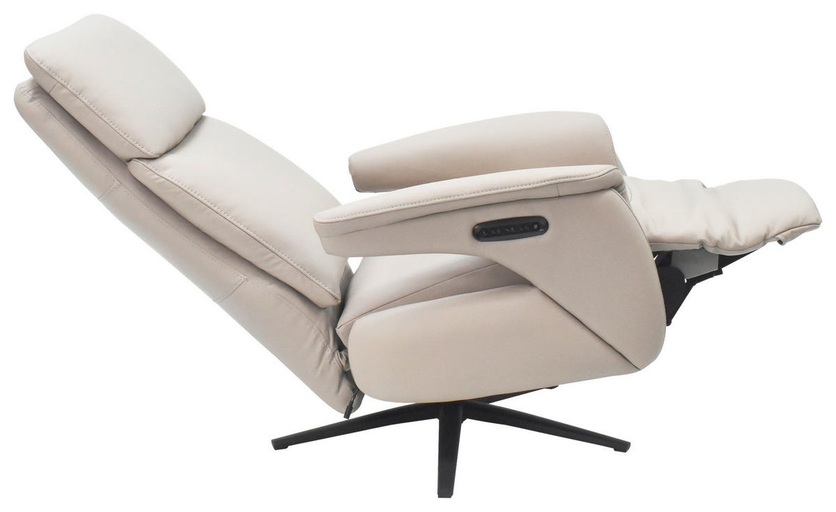 RELAXSESSEL Jessica beschichtet Kombination Echtleder/Lederlook    - Hellgrau/Schwarz, Design, Leder/Textil (74/100/89cm) - Cantus