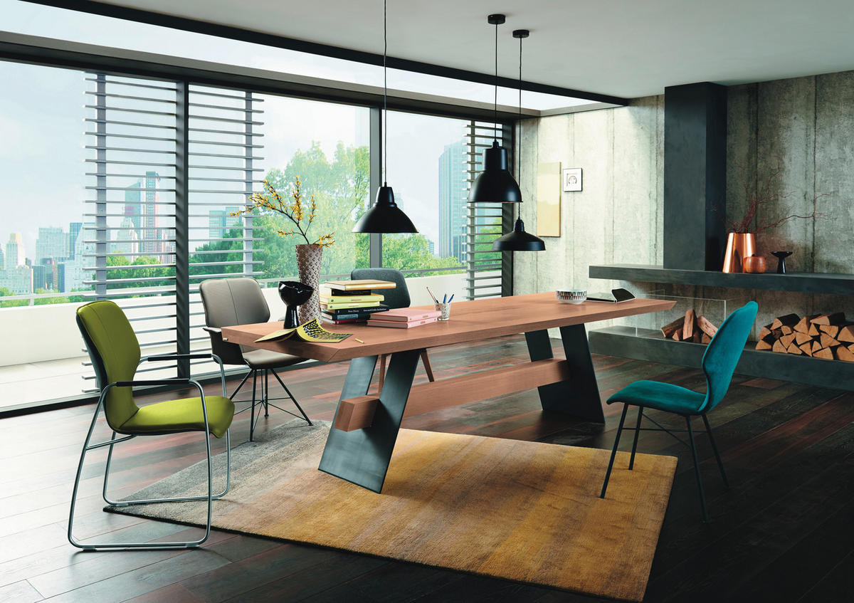 ESSTISCH Asteiche vollmassiv rechteckig Eichefarben, Dunkelgrau  - Eichefarben/Dunkelgrau, Design, Holz/Metall (240/100/77cm) - Musterring