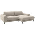 ECKSOFA  in Flachgewebe Beige  253/177 cm  - Beige/Schwarz, Design, Textil/Metall (253/177cm) - Dieter Knoll