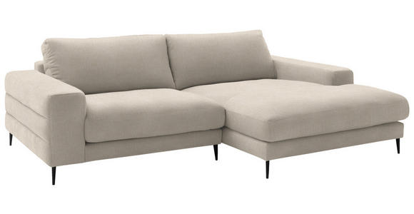 ECKSOFA  in Flachgewebe Beige  253/177 cm  - Beige/Schwarz, Design, Textil/Metall (253/177cm) - Dieter Knoll