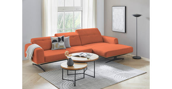 ECKSOFA in Struktur Orange  - Eichefarben/Schwarz, Design, Holz/Textil (163/305cm) - Novel