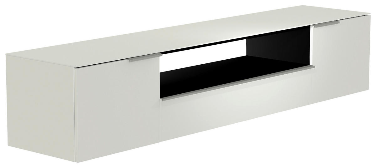 LOWBOARD 210/41/45 cm  - Weiss/Alufarben, Design, Glas/Holzwerkstoff (210/41/45cm) - Moderano