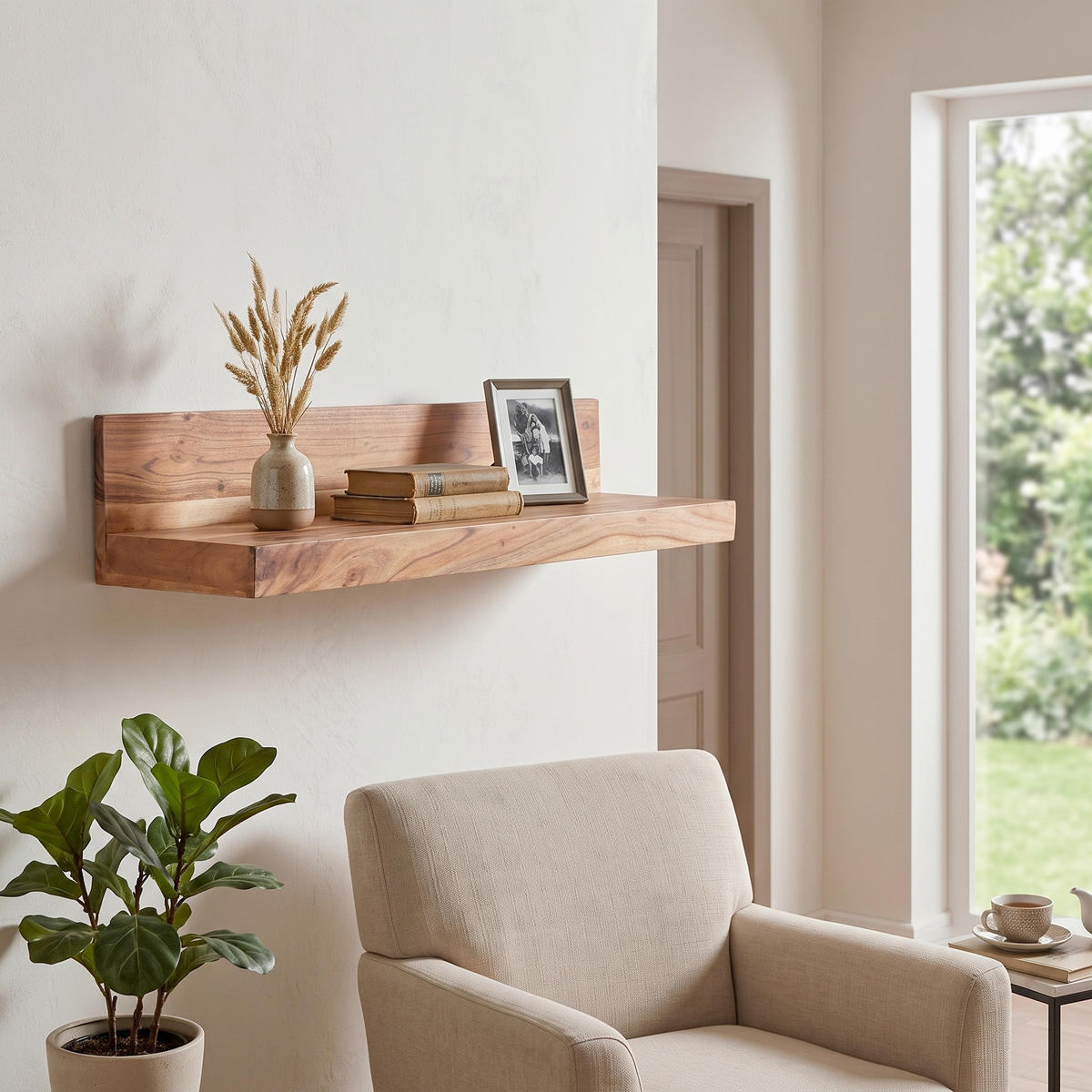 WANDREGAL 80/17/23 cm  - Akaziefarben, Modern, Holz (80/17/23cm) - MID.YOU