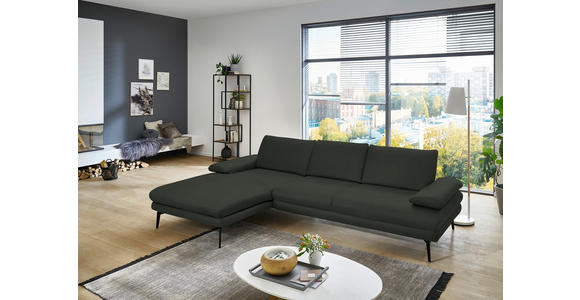 ECKSOFA in Echtleder Dunkelgrün 180/310 cm - Dunkelgrün/Schwarz, Design, Leder/Metall (180/310cm) - Dieter Knoll