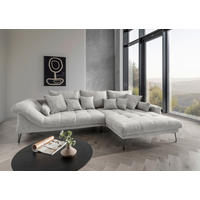 ECKSOFA in Mikrofaser Hellgrau  - Hellgrau/Schwarz, Konventionell, Textil/Metall (310/192cm) - Livetastic