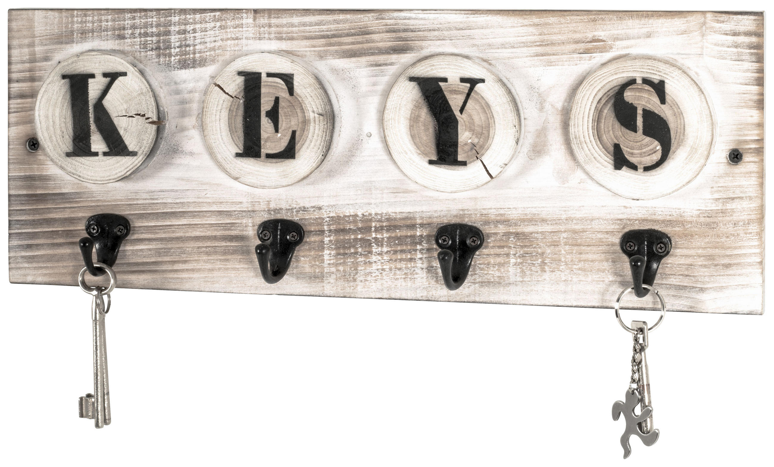 SCHLÜSSELBOARD - Hellbraun/Schwarz, Trend, Holz/Metall (48/18/7cm)