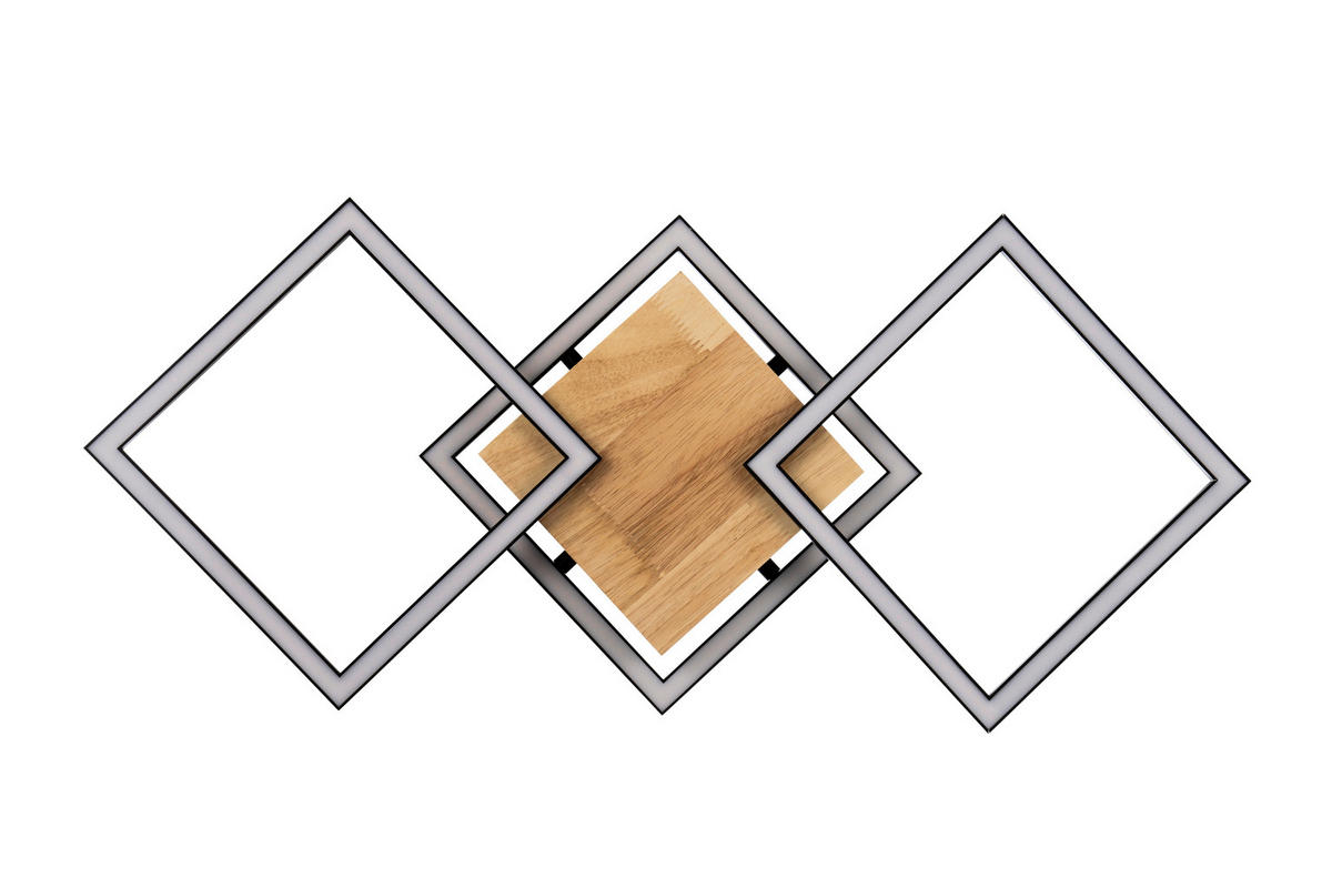 LED-DECKENLEUCHTE    63/27,5/5,7 cm  - Schwarz/Naturfarben, Basics, Holz/Kunststoff (63/27,5/5,7cm) - Novel
