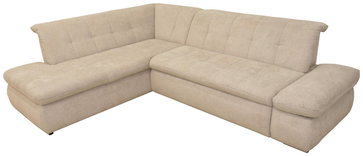 ECKSOFA in Mikrofaser Beige  216/273 cm  - Chromfarben/Beige, KONVENTIONELL, Textil/Metall (216/273cm) - MID.YOU