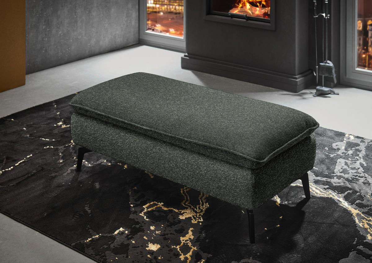 HOCKER in Textil Dunkelgrün  - Dunkelgrün/Schwarz, Design, Textil/Metall (130/46/65cm) - Valdera