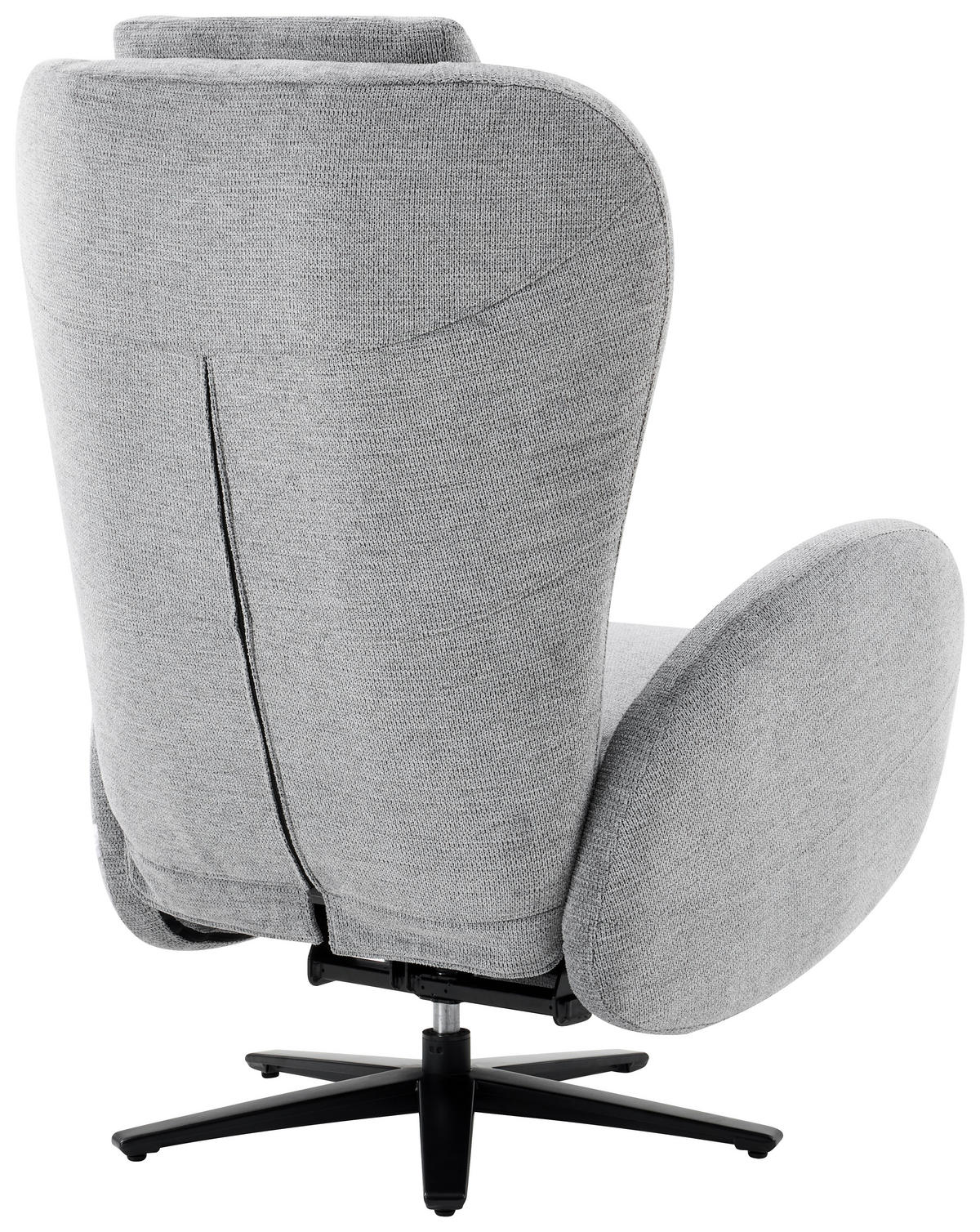 RELAXSESSEL Webstoff Relaxfunktion, Fußteilverstellung, Nackenkissen    - Schwarz/Grau, Design, Textil/Metall (77/109/89cm) - Stylife
