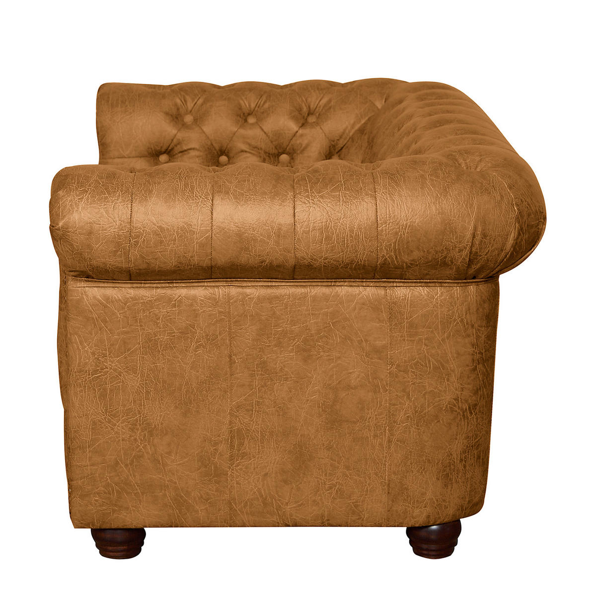 2-SITZER-SOFA YORK Lederlook Cognac  - Cognac/Braun, Design, Holz/Textil (148/72/86cm) - P & B