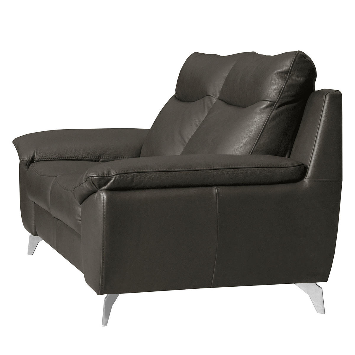 2,5-SITZER 216/95/96 cm PERLE in Echtleder Anthrazit   - Chromfarben/Anthrazit, Design, Leder/Metall (216/95/96cm) - Livetastic