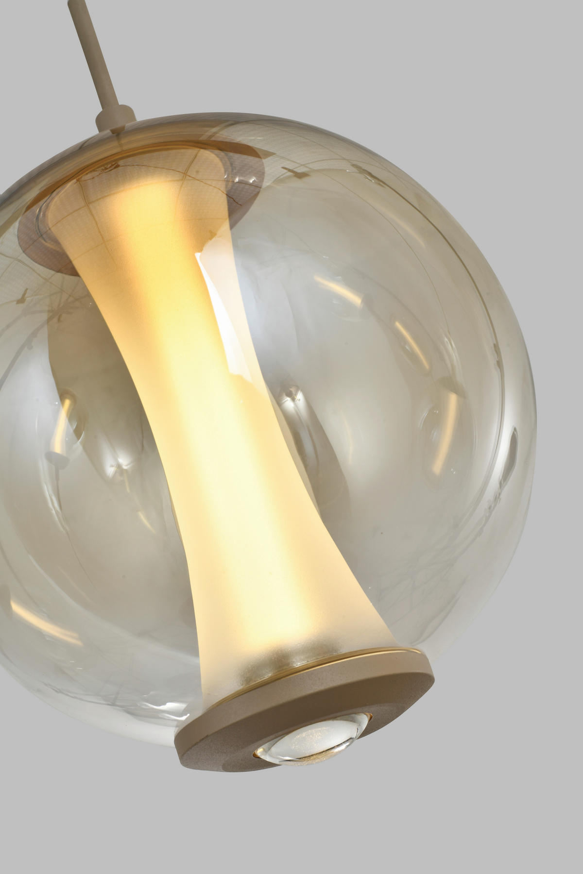 LED-HÄNGELEUCHTE Orleans 120/150/18 cm  - Sandfarben, Design, Glas/Metall (120/150/18cm)